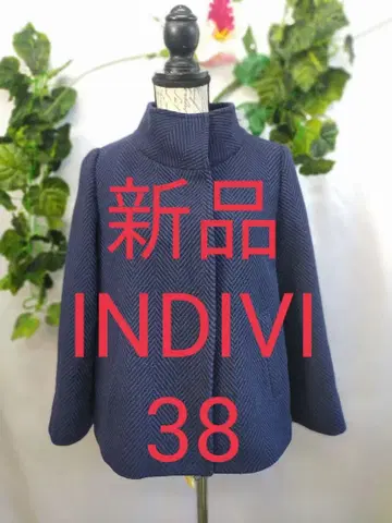 미사용 새상품 인디비 숏코트 38 M 헤링본 트위드