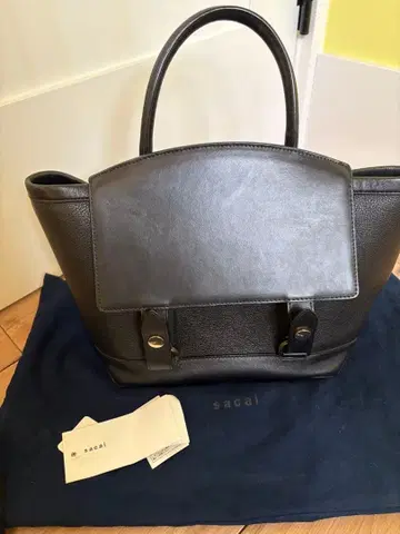 sacai 블랙 가죽 토트 백 사카이