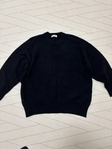 뷰티&유스 울 캐시미어 아쿠아 크루넥 와이드 니트 스웨터 M 블랙