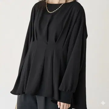 라비안제 허리 턱 플레어 블라우스 블랙 M 사이즈 5889