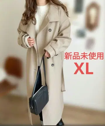 [ 미사용 새상품 ] 2way 니트 모사 스탠드 카라 롱 코트