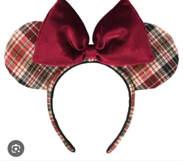 미니 체크 무늬 머리띠