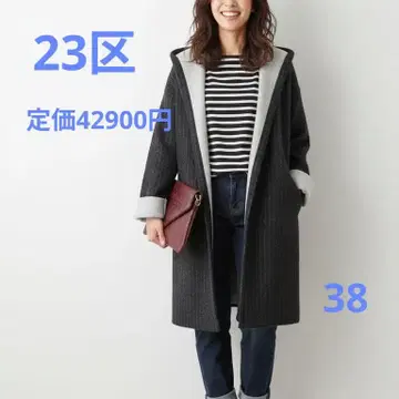 23구 더블 페이스 코트 스트라이프 M 루즈 실루엣 캐주얼