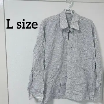 긴팔 스트라이프 셔츠 [ L ] 버튼 다운 화이트 블랙 스트라이프 포멀