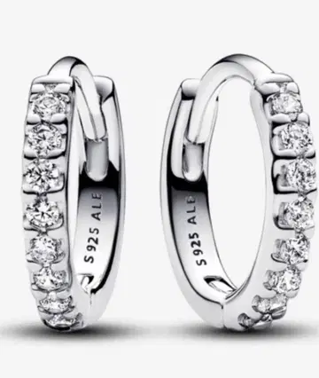 PANDORA 스파클링 후프 실버 귀걸이