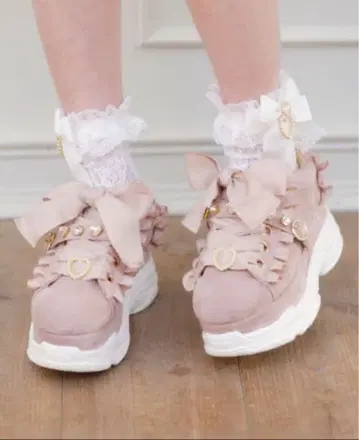 LIZLISA 비쥬 벨트 통굽 스니커즈 핑크