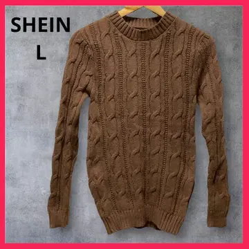 [1점] SHEIN 케이블 니트 스웨터 브라운 L 여성용