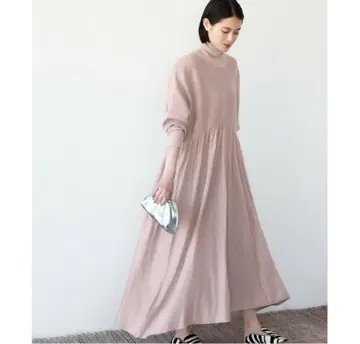 터틀넥 니트 플레어 롱 원피스