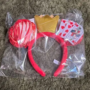 디즈니 35주년 할로윈 원더랜드 앨리스 하트 여왕 머리띠