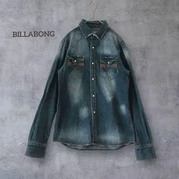 빌라봉 데님 셔츠 캐주얼 긴팔 색 바램 가공 남성용 면 100%