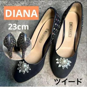 [컨디션 최상] DIANA 23cm 트위드 펌프스 비쥬 라운드토