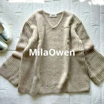 미라 오웬 MilaOwen 부드러운 베이지 니트 스웨터 긴팔