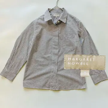 마가렛호웰 긴팔 셔츠 깅엄 체크 M 사이즈 코튼
