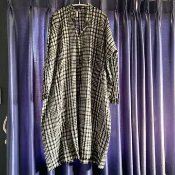 himukashi 코튼 실크 오간자 체크 원피스