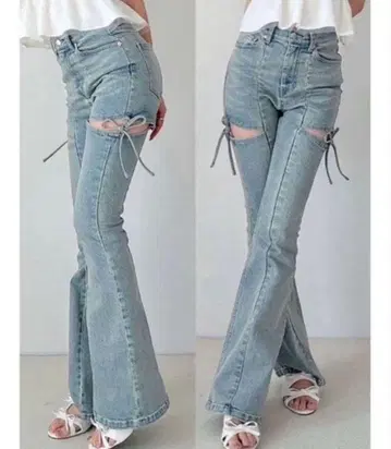 RESEXXY 컷 아웃 리본 데님 팬츠 s 사이즈