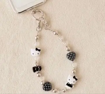 [ 새상품 ] 헬로키티 퀼팅 모바일 스트랩 블랙