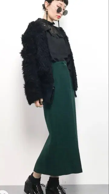 IENA 울 펜네 하이웨스트 타이트 스커트 그린 40 새상품급