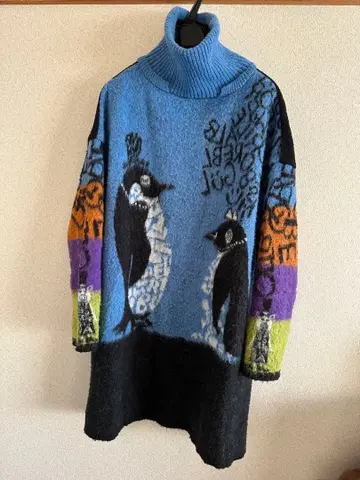 알베로베로 올레볼레 브라 펭귄 패턴 터틀넥 스웨터