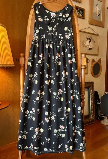 70s 구제 의류 프랑스 유럽 앤티크 빈티지 꽃무늬 원피스