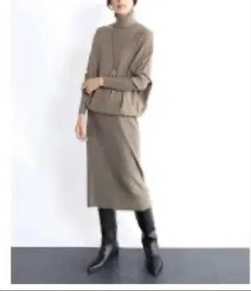 야마다야 soeur7 허리 절개 니트 원피스 모카