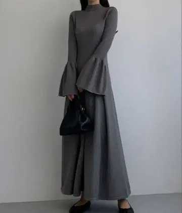 Louere 롱 니트 원피스 그레이