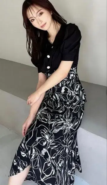 [ 가격 인하 가능 ] RESEXXY 퍼프 슬리브 머메이드 원피스 믹스