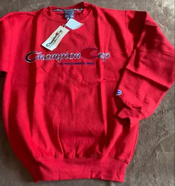 90년대 자수 택 리버스 위브 스크립트 로고 스웨트 셔츠