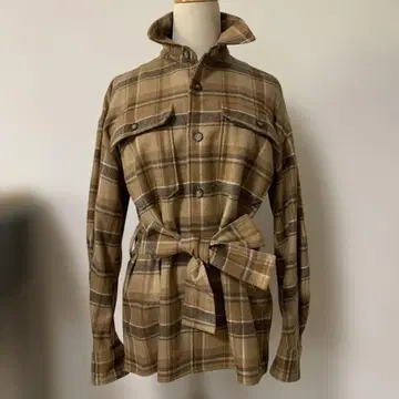 랄프 로렌 POLO 울 블렌드 체크 셔츠 자켓 미사용