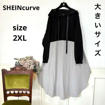 새상품급 빅 사이즈 SHEINcurve 바이컬러 후드티