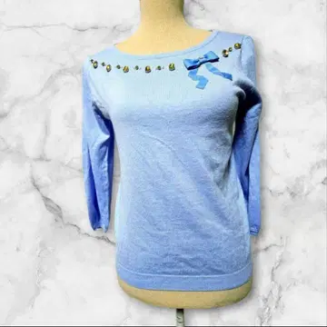 새상품급 쿠튀르 브로치 긴팔 니트 리본 비쥬 포함 레이온 M