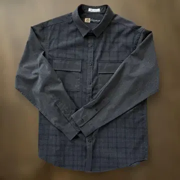 THE SHOP TK 다크 그레이 체크 무늬 긴팔 셔츠