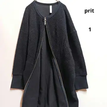 prit 프릿 블랙 보아 코트 노카라 가벼운 자켓 루즈핏 L
