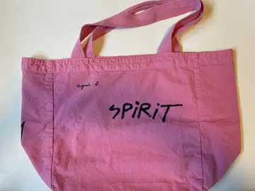 아그네스 베 베이 핑크 로고 토트백