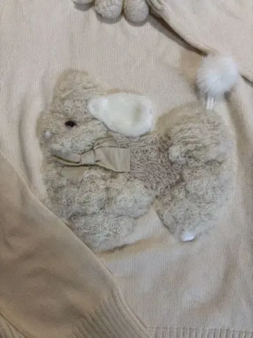 기간 한정 가격 MUVEIL 푸들 모티브 니트 아이보리