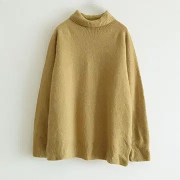 e 마가렛호웰 캐시미어 혼방 하이넥 니트 연두색 머스타드