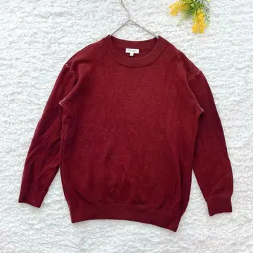 뷰티 앤 유스 스티치 니트 적갈색 남성용 S 코튼 혼방