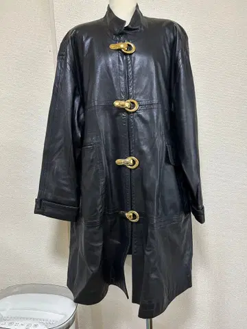 LEGNA 라무 가죽 루즈핏 블랙 레더 코트 홍콩 6861#