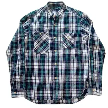 고품질 SUNNY SPORTS 사니 스포츠 린넨 혼합 체크 워크 셔츠 S