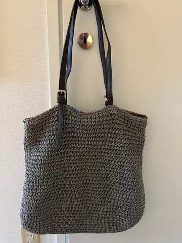 UNTITLED 페이퍼 메쉬 토트/숄더백 그레이 뜨개질