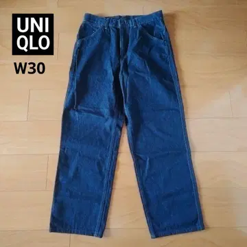 유니클로 와이드 레그 진 와이드 데님 인디고 W30