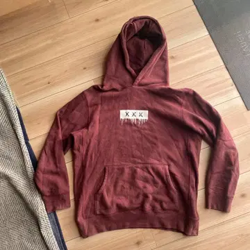 GOD SELECTION 버건디 프론트 프린트 후드티