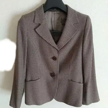 DAKS 테일러드 자켓 42 체크 무늬 실크 혼방 하운드투스