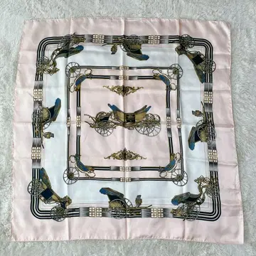 대형 스카프 마차 패턴 핑크 고급 88cm 캐리지 엘레강트