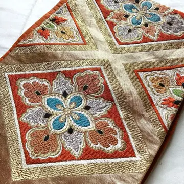 후쿠로 오비 포멀 예복 하나비시 럭셔리 금 쇼와 레트로