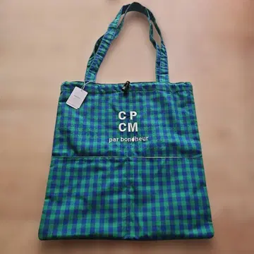 CPCM 깅엄 체크 모듬 컬러 로고 토트 택 포함 새상품