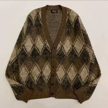 60s~ 빅 PURITAN 다이아몬드 패턴 모헤어 가디건