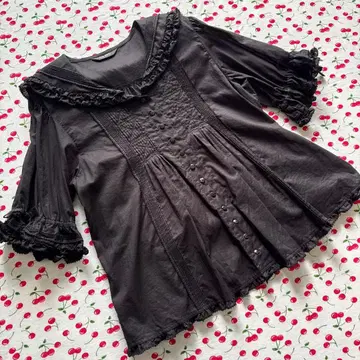 핑크하우스 2021 세일러 카라 반팔 블라우스 (미사용품)