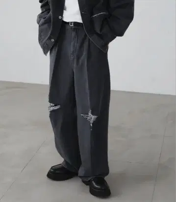 epnok 데미지 모듬 스트레이트 데님