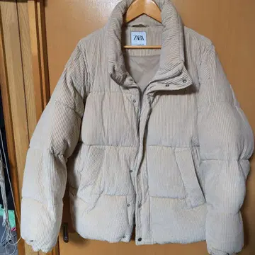 ZARA 코듀로이 다운 자켓 XL 베이지