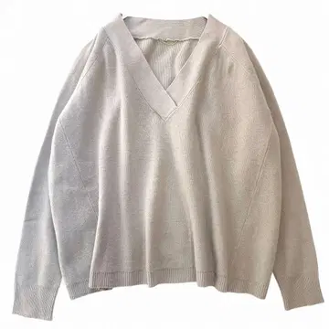 두지엠 클라세 V넥 니트 미들 게이지 캐시미어 울 베이지